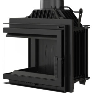 Litoželezni kamin KRATKI SIMPLE levi 8 kW Ø 200 komplet za vgradnjo 2