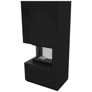 Modularni kamin KRATKI FLOKI levi 8 kW Ø 160 granitne plošče ZIMBKRATKI ABWE NERO