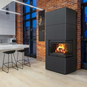 Modularni kamin Box 8 kW Ø 200 črn samozapiralna vrata