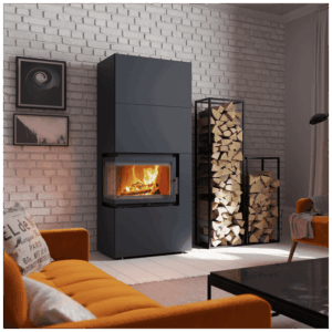 Modularni kamin Box 8 kW Ø 200 črn samozapiralna vrata