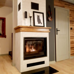 Litoželezni kamin KRATKI ZUZIA ECO DECO desni 12 kW Ø 200