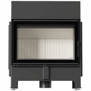 Kamin KRATKI ZIBI ECO 9,9 kW Ø 180 kotni desni s samozapiralnimi vrati in črnim termotec