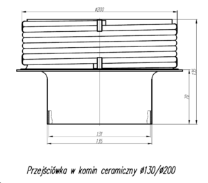The passage from the reduction from the pipe system Ø 130/200