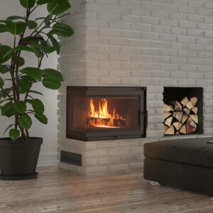 Litoželezni kamin KRATKI SIMPLE desni 8 kW Ø 180
