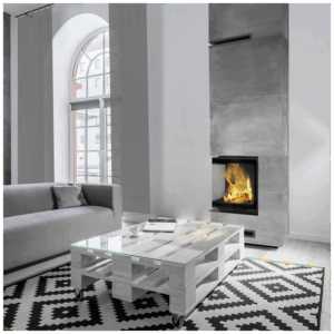 Jekleni kamin VNP 480/480 8 kW Ø 200 Dvižni črni thermotec
