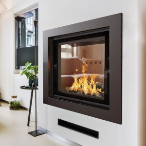 Vodni kamin KRATKI LUCY 12 kW Ø 200 črn termotec obloga