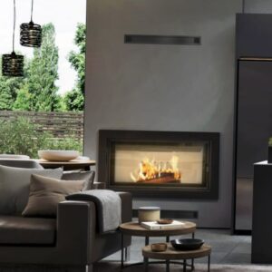 Vodni kamin KRATKI LUCY 20 kW Ø 200 črn termotec obloga